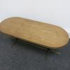 Coffee Table with Heavy Duty Brass Coloured Metal Base and Wooden Top, Size H42cm x D49cm x W120m - 2