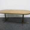 Coffee Table with Heavy Duty Brass Coloured Metal Base and Wooden Top, Size H42cm x D49cm x W120m - 3
