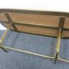 Coffee Table with Heavy Duty Brass Coloured Metal Base and Wooden Top, Size H42cm x D49cm x W120m - 5