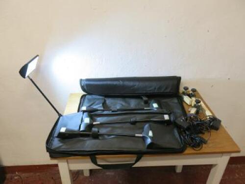 2 x Pairs of Led Exhibit Lights, Model LXS160 in Black. Comes with Clamps, Power Supplies & Carry Cases.