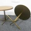 Pair of Circular Coffee Tables with Heavy Duty Brass Coloured Metal Base and Wooden Top. Size (H) 40cm x (Dia) 50cm - 4