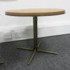 Pair of Circular Coffee Tables with Heavy Duty Brass Coloured Metal Base and Wooden Top. Size (H) 40cm x (Dia) 50cm - 3