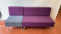 Orangebox 2 Piece Perimeter 3 Seater Sofa in Purple & Grey Upholstery on Metal Legs. Size H83cm x W182cm x D65cm. NOTE: leg requires attention