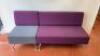 Orangebox 2 Piece Perimeter 3 Seater Sofa in Purple & Grey Upholstery on Metal Legs. Size H83cm x W182cm x D65cm. NOTE: leg requires attention