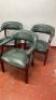 5 x Green Faux Leather Captains Chairs with Upholstered & Studded Seats & Arms. Size H78cm. NOTE: requires repairs and tightening to frame. (As Viewed/Pictured) - 3