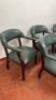 5 x Green Faux Leather Captains Chairs with Upholstered & Studded Seats & Arms. Size H78cm. NOTE: requires repairs and tightening to frame. (As Viewed/Pictured) - 4