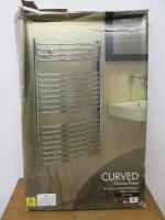 New Kudox Chrome Plated Decorative Towel Warmer.Size H97cm x W60cm. Comes in Original Box. No Vat on Lot.