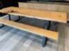 Solid Oak Top Table on Black Metal Legs with Resin in Fill & Matching Wooden Oak Benches. Table Size H75 x W300 x D100cm. Bench Size H43 x W285 x D29cm. - 6