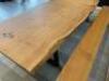 Solid Oak Top Table on Black Metal Legs with Resin in Fill & Matching Wooden Oak Benches. Table Size H75 x W300 x D100cm. Bench Size H43 x W285 x D29cm. - 8