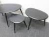 Ercol Nest of 3 Black Painted Wood Side Tables. Size H40cm. - 2