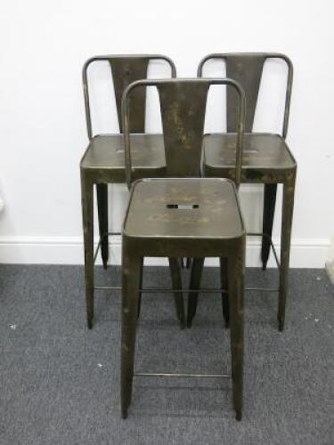 3 x High Back Metal Framed Stools. Size H105cm.