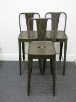 3 x High Back Metal Framed Stools. Size H105cm.