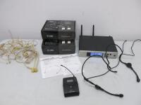 Sennheiser True Diversity Receiver, Model, EM100G4 with Sennheiser Bodypack Transmitter, Model BSK100G4, 1 x Intro CFM 1 FM Microphone Cord, 2 x ME 3-II Headsets & Comes with 3 x The T. Bone Headmike-D EW.