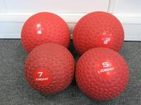 4 x Jordon Red Tyre Tread Medicine Training Balls to Include: 1 x 15kg, 1 x 12kg, 1 x 7kg & 1 x 5kg.