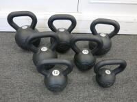 7 x Jordon Design Kettlebell Training Weights to Include: 1 x 32kg, 1 x 28kg, 1 x 24kg, 1 x 20kg, 1 x 16kg, 1 x 12kg & 1 x 8kg.