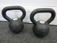 Pair of 12kg Jordon Design Kettlebell Training Weights.