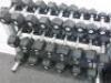 24 x Bodymax Dumbbell Training Weights to Include: 2 x 20kg, 2 x 15kg, 2 x 12.5kg, 2 x 10kg, 2 x 8kg, 2 x 7kg, 2 x 5kg, 2 x 6 2 x 4kg, 2 x 3kg, 2 x 2kg, 2 x 1kg. Comes with Body Solid Rack. - 2