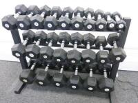 24 x Bodymax Dumbbell Training Weights to Include: 2 x 20kg, 2 x 15kg, 2 x 12.5kg, 2 x 10kg, 2 x 8kg, 2 x 7kg, 2 x 5kg, 2 x 6 2 x 4kg, 2 x 3kg, 2 x 2kg, 2 x 1kg. Comes with Body Power Rack.