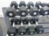 31 x Bodymax Dumbbell Training Weights to Include: 2 x 15kg, 3 x 10kg, 8 x 8kg , 4 x 5kg, 8 x 4kg, 2 x 3kg, 2 x 2kg, 2 x kg1. Comes with 3 Body Solid Racks. - 4