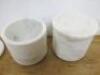 Quantity of Bathroom Ware Accessories to Include: 2 x Mother of Pearl Effect Tissue Box Covers, 2 x Marble Pots with Lids, 4 x Tumblers & 2 Kronorg Marieberg 50 x 80cm Roll Out Bathroom Mat. - 6