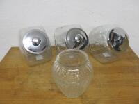 3 x Glass Jars with Lids & 1 x Vase.