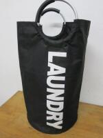 Black Laundry Bag with Handles. NOTE: minor repair required (As Viewed/Pictured).