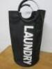 Black Laundry Bag with Handles. NOTE: minor repair required (As Viewed/Pictured).