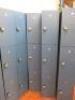 8 Banks of Probe 3 Door Coded Lockers in Dark Blue. NOTE: 1 x locker is damaged (As Viewed/Pictured). - 4