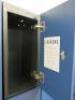 8 Banks of Probe 3 Door Coded Lockers in Dark Blue. NOTE: 1 x locker is damaged (As Viewed/Pictured). - 5
