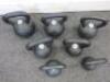 7 x Jordon Design Kettlebell Training Weights to Include: 1 x 32kg, 1 x 28kg, 1 x 24kg, 1 x 20kg, 1 x 16kg, 1 x 12kg & 1 x 8kg. - 2