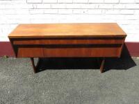 Vintage 6 Drawer Wooden Veneered Side Table, Size H70cm x W150cm x D43cm. 