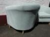 Pair of Green Chenille Tub Chairs on Wooden Feet, Size H75cm x W80cm x D80cm.  - 4