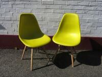 Pair of DSW Eames Style Dining Chairs in Yellow. 