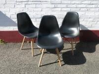 3 x DSW Eames Style Dining Chairs in Black. 