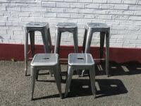 5 x Assorted Sized Gun Metal Bar Stools to Include: 3 x H70cm & 2 x H45cm.