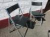 Pair of Grey Metal Folding Chairs with Black Faux Leather Seat.&nbsp; - 2