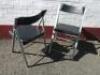Pair of Grey Metal Folding Chairs with Black Faux Leather Seat.&nbsp; - 4