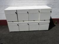 7 x 2 Drawer Metal Pedestal in White with Keys. Size H50cm x W42cm x D57cm.