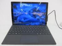 Lot Withdrawn Microsoft Surface Pro Tablet.Spec to be confirmed.Comes with Power Supply.NOTE: Screen has come away from the frame and will need repair or replacement as viewed/pictured.