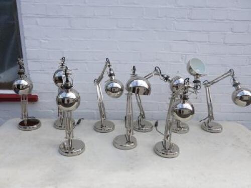 9 x Ikea Forsa Nickel Plated Work Lamp, Model TYPA0501.