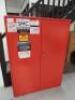 Lockable Cabinet with 4 Adjustable Shelves & Key in Red. Size H146 x W108 x D34cm.