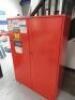 Lockable Cabinet with 4 Adjustable Shelves & Key in Red. Size H146 x W108 x D34cm. - 2