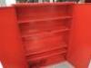 Lockable Cabinet with 4 Adjustable Shelves & Key in Red. Size H146 x W108 x D34cm. - 5