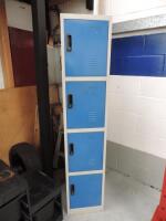 Personnel Locker with 4 x Lockers & Keys. Size H185 x W38 x D45cm.