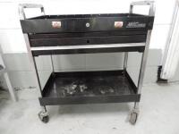 Mac Tools Workshop Trolley with Draw & Shelf Under. NOTE: Missing key & top lockable compartment.
