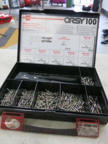 Wurth Orsy 100 Zebra Rivet Gun in Carry Case with Selection of Rivets (As Viewed).