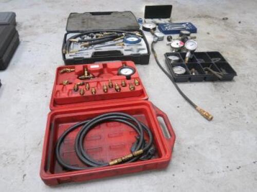 Assorted Lot of Pressure Testing Kits & Gauges (As Pictured/Viewed).