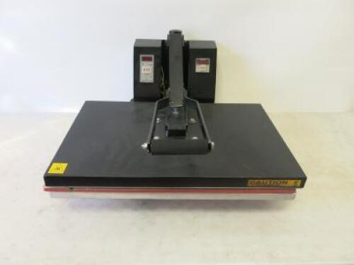 SAHOK Clam Garment Heat Press, Model SH-4980. Bed Size 60cm x 40cm.