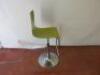 Adjustable Height Bar Stool with Chrome Base & Green Wooden Seat. - 2