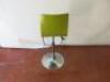 Adjustable Height Bar Stool with Chrome Base & Green Wooden Seat. - 3